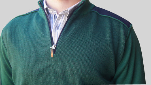 Camisola de Fecho Lã Merino Verde