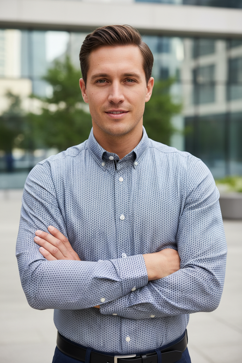 Modelo masculino vestindo camisa DUVILL