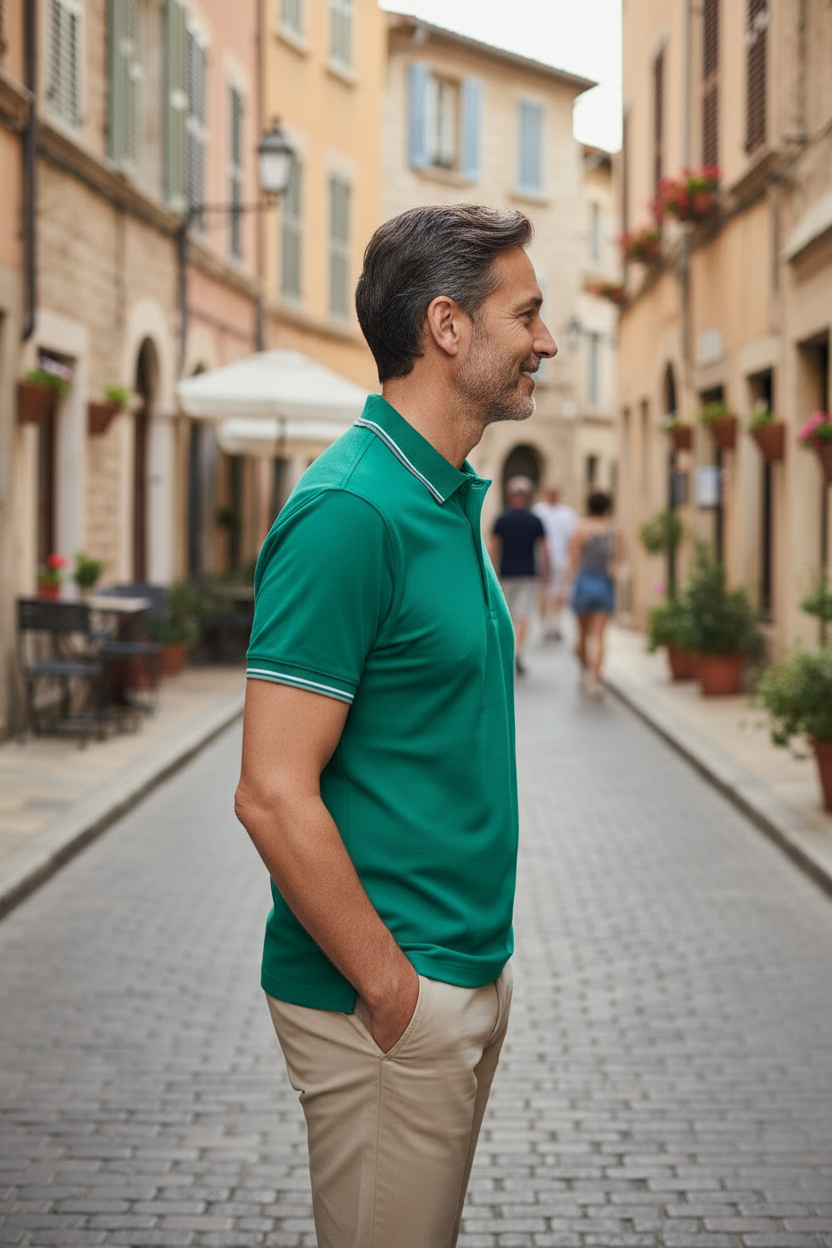 Polo DUVILL Verde — Vista Lateral