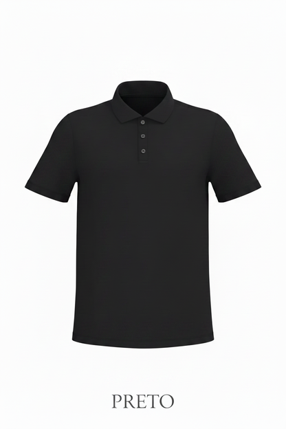 Polo preto com texto