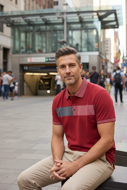 Polo Vermelho — Look Urbano