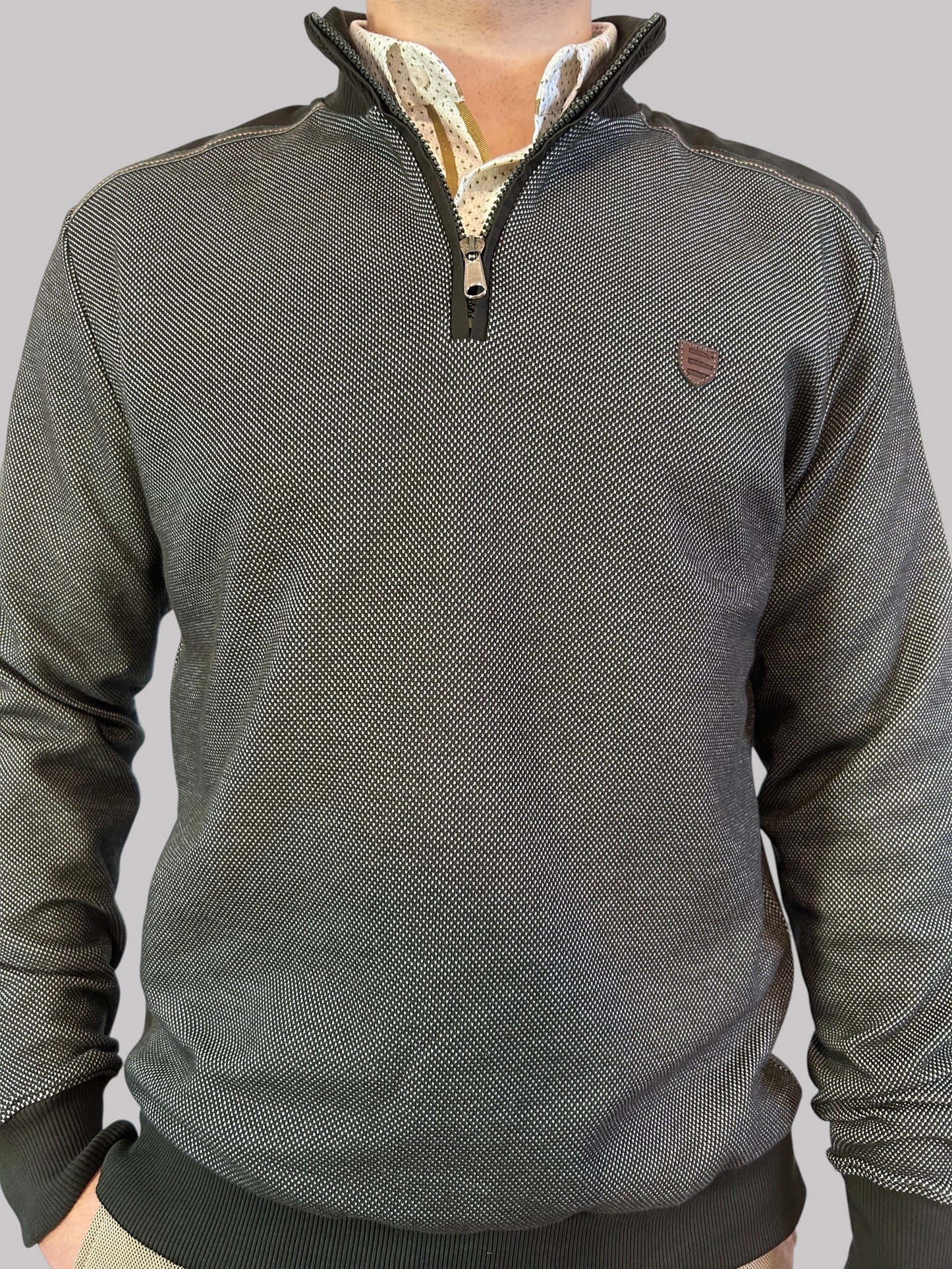 Polo Manga Comprida Verde mescla