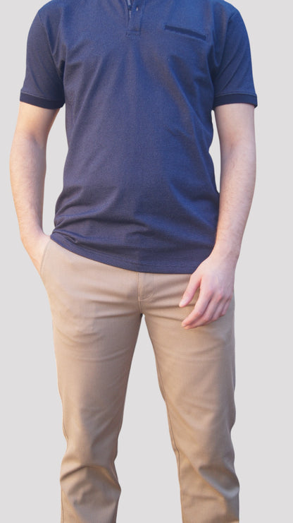 Polo Manga Curta - Regular Fit - Azul Marinho
