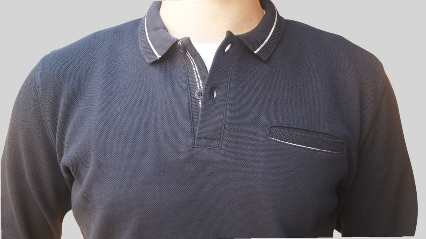 Polo Manga Comprida Azul