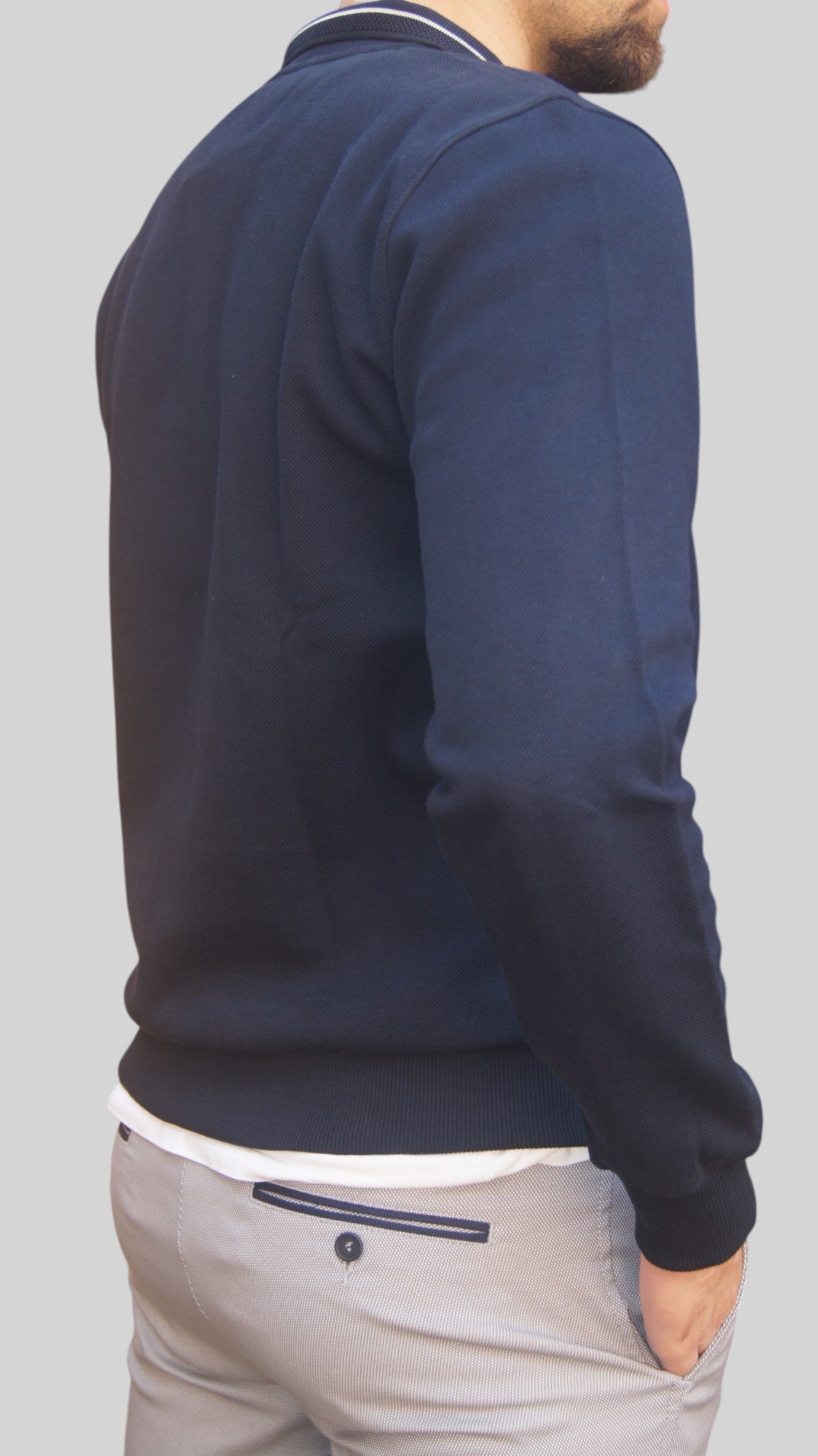 Polo Manga Comprida Azul
