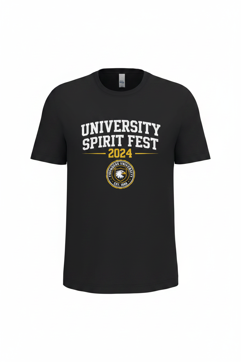 T-shirt preta com estampa universitária
